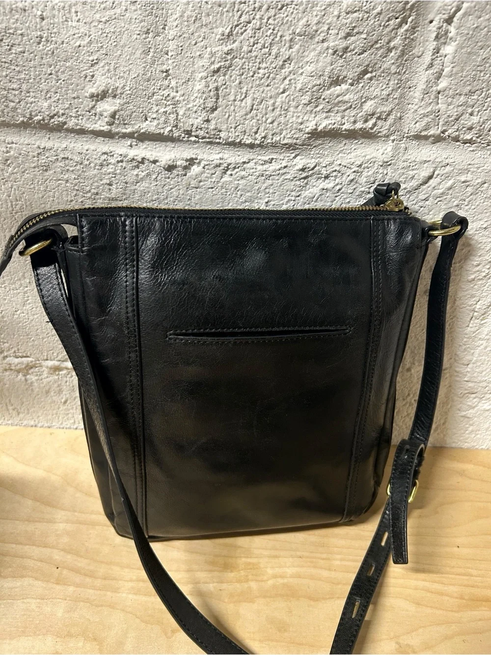 Vintage Lodis Black Smooth Genuine Leather Crossbody Bag